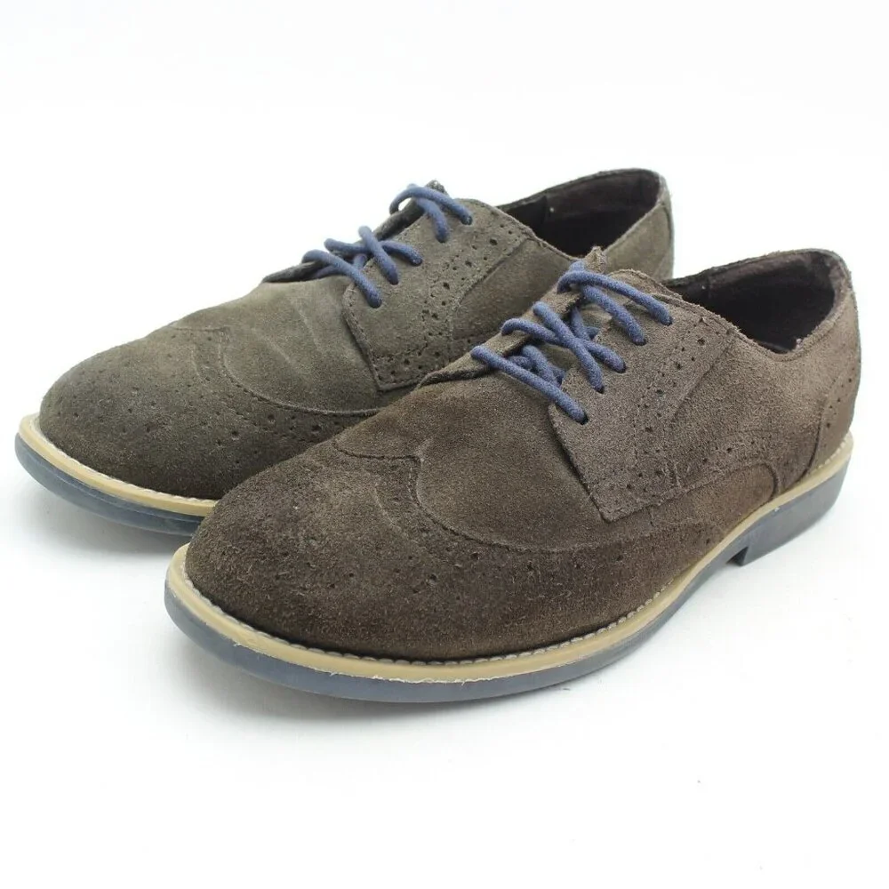 Sonoma Mens Brown Suede Leather Wing Tip Derby Shoes